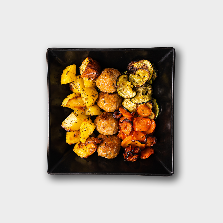 POLPETTE LIGHT DI VITELLO E PATATE AL FORNO