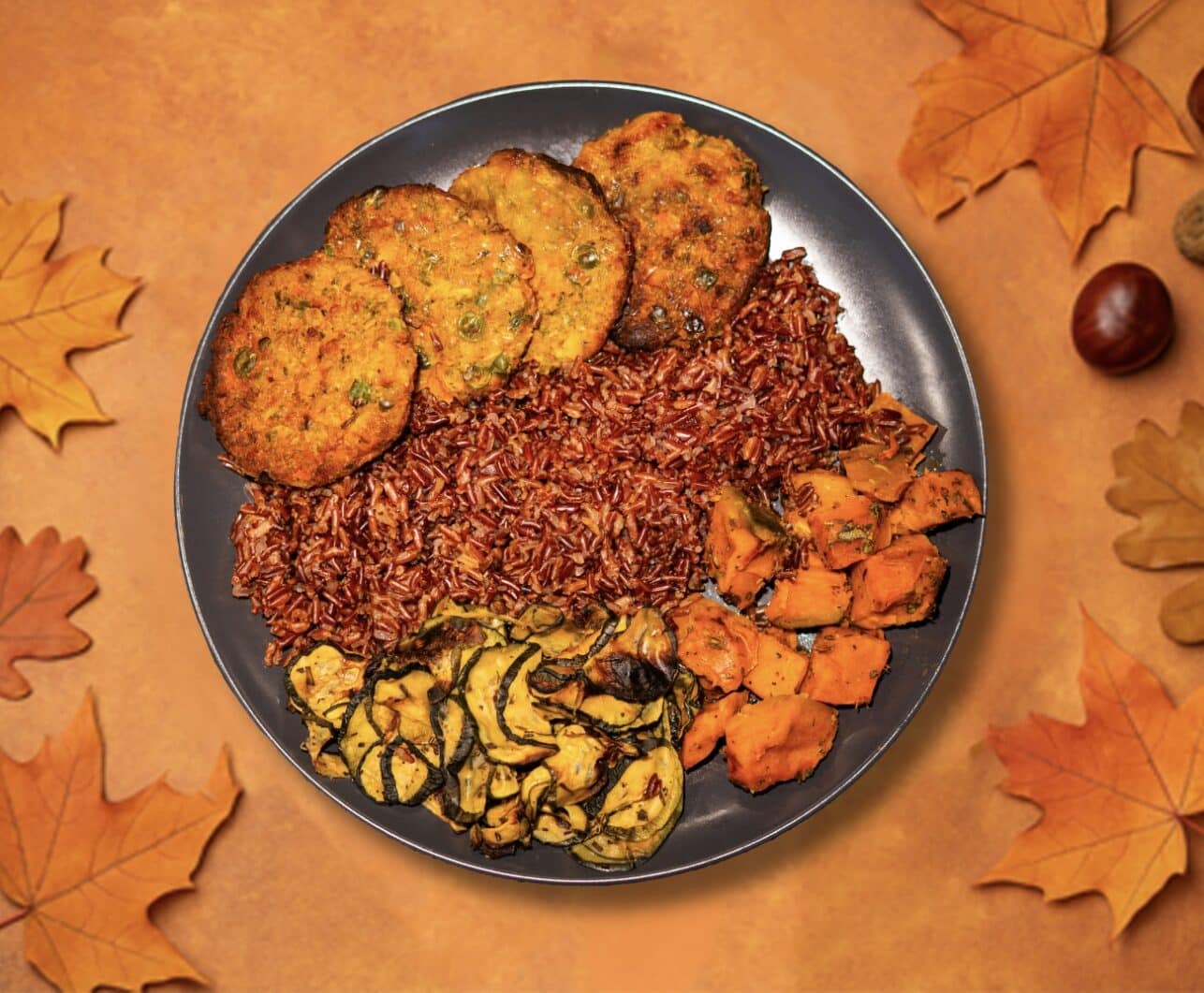 AUTUNNO NEL PIATTO 🍂: Riso Rosso, Burger Vegetali e Zucca al Forno